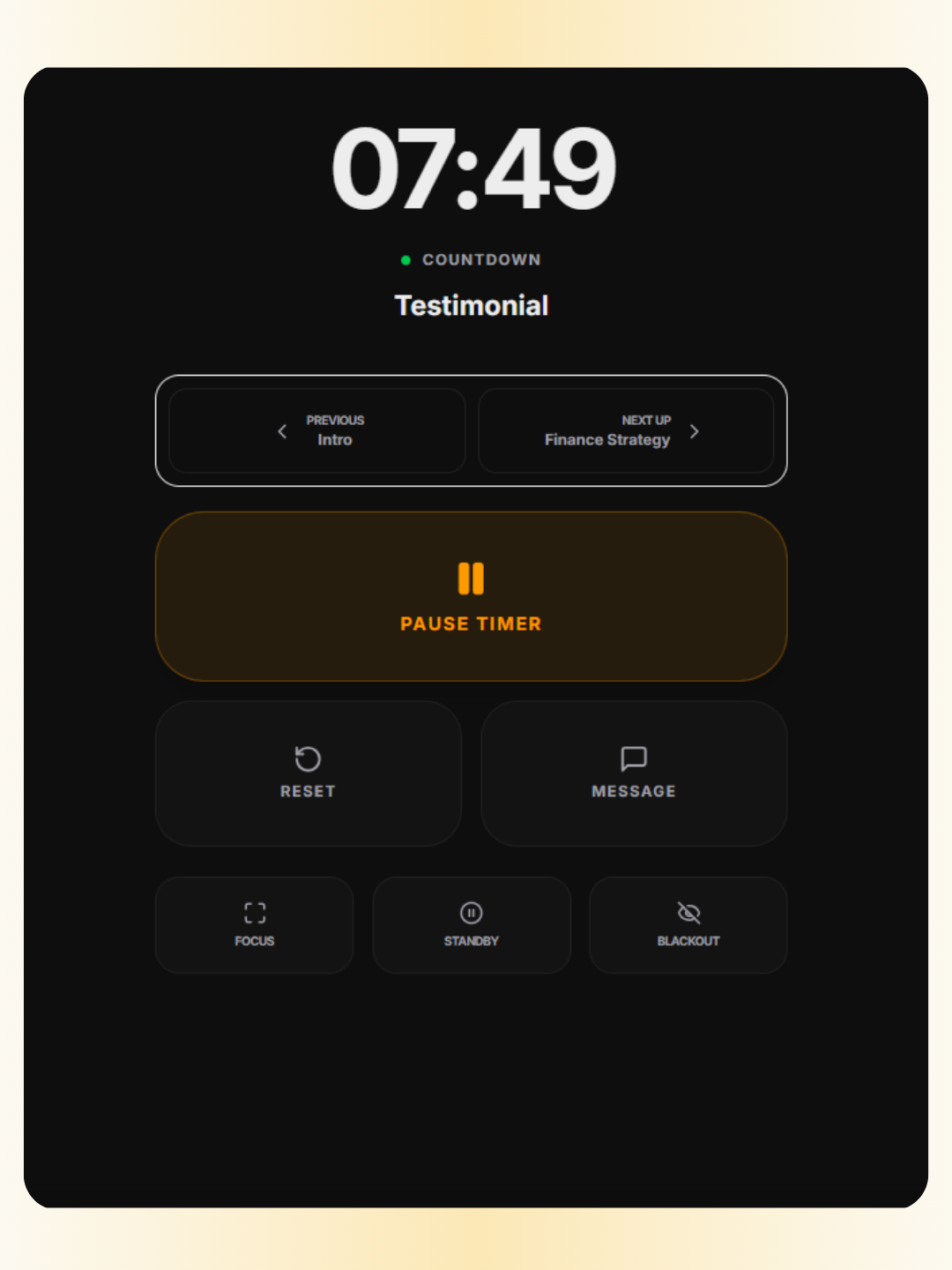 Stage Timer Mobile Remote Interface